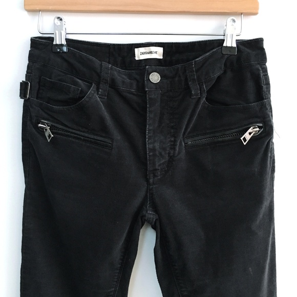 Zadig & Voltaire Pants - Zadig & Voltaire Eva zip velour pants - size 38